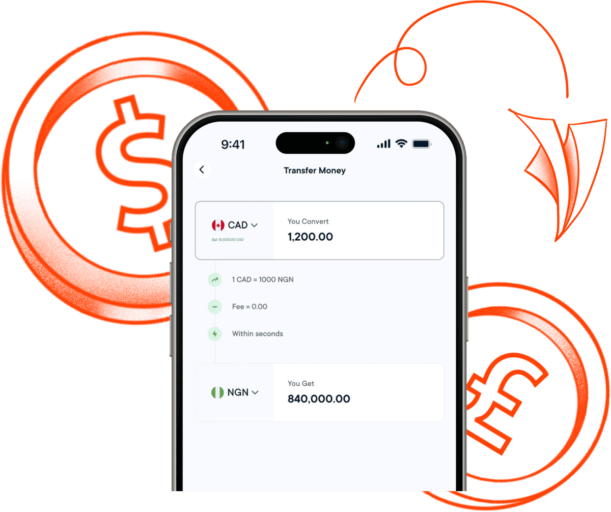 Piggy bank with floating coins illustration